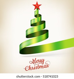 Christmas tree from green ribbon and star. EPS 10 vector file included