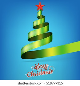 Christmas tree from green ribbon and star. EPS 10 vector file included