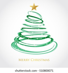 Christmas tree from green spiral with star on top. 