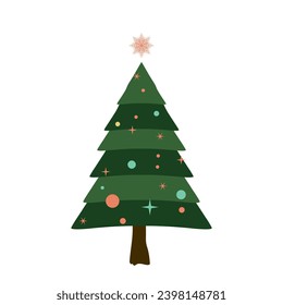 Un árbol de Navidad. Vector de árbol de Navidad verde, ilustración