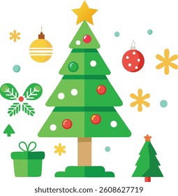 christmas tree green white background