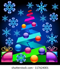Christmas tree. Greeting card