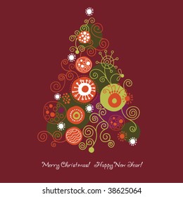 christmas tree, greeting card