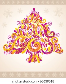 Christmas tree . Greeting card.
