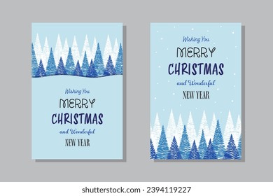 Christmas tree greeting card. Abstract design. Set. Vector illustration
