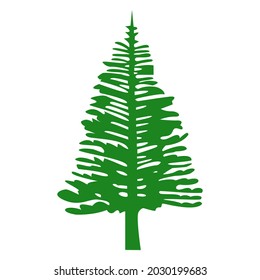 Christmas Tree greeting card background. Green Color Tree Isolated Vector