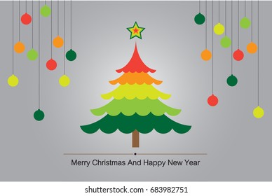 Christmas tree Greeting Card with colorful vector for background illustration