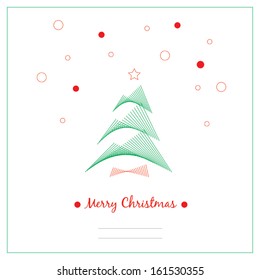 Christmas tree, greeting card, design, vector illustration