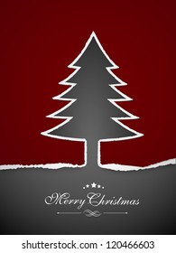 Christmas tree.  Greeting card, gift card or invitation card for Merry Christmas. EPS 10.