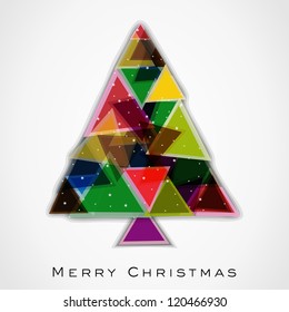 Christmas tree. Greeting card, gift card or invitation card for Merry Christmas. EPS 10.