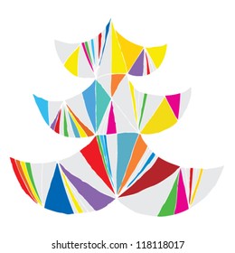 Christmas Tree Greeting Card ... Grunge abstract illustration of christmas tree in modernistic manner (pop art colors)