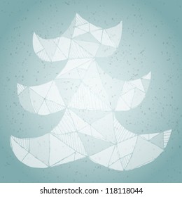 Christmas Tree Greeting Card ... Grunge abstract illustration of christmas tree in modernistic manner on gradient background
