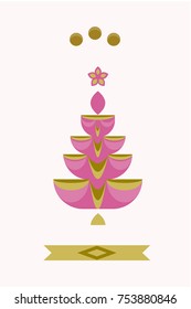 Christmas tree. Greeting card, tag or badge. Scandinavian style. Stock vector.