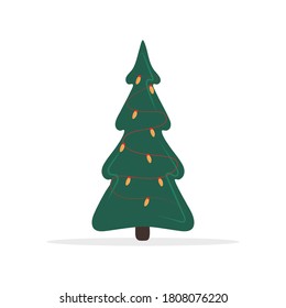 Christmas tree. Greeting card vector background. Symbol of the Chinese New Year 2021. Festive party. Stock illustration