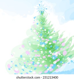 Christmas tree. Greeting Card. Vector illustration.