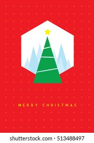 Christmas tree greeting card vector illustration