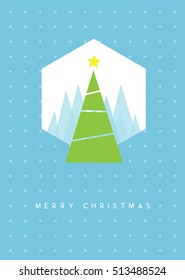 Christmas tree greeting card vector illustration