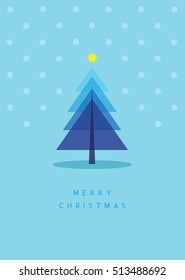 Christmas tree greeting card vector illustration. X-mas card. Christmas decoration. Minimalistic Christmas illustration.