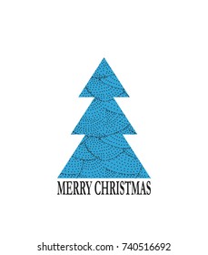 Christmas tree - greeting card. Vector illustration.