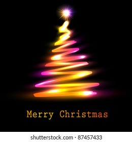 Christmas tree greeting card. Vector eps10 illustration