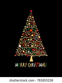 Christmas tree, greeting card for your design