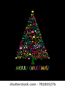 Christmas tree, greeting card for your design