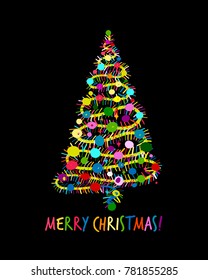 Christmas tree, greeting card for your design
