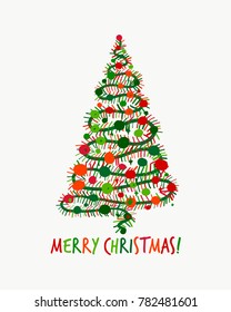 Christmas tree, greeting card for your design