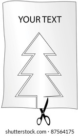 Christmas tree greeting with scissors