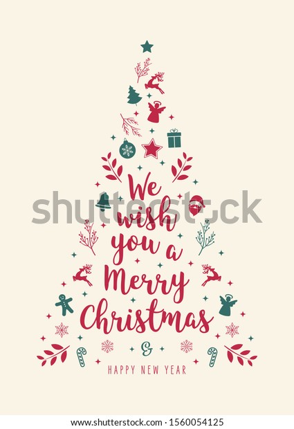 Christmas Tree Greeting Text Calligraphy Icon Stock Vector (Royalty ...