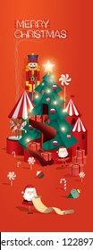 christmas tree greetings template vector/illstration