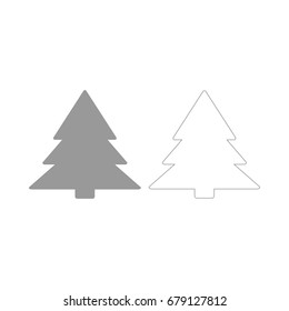 Christmas tree grey set icon .