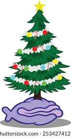 Árvore de Natal crescendo em uma concha - um símbolo de feriado único