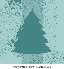 Christmas tree as a grunge aged illustration in green colors. Vector