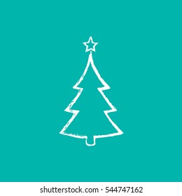Christmas tree grunge icon, vector simple design. Symbol of fir-tree.