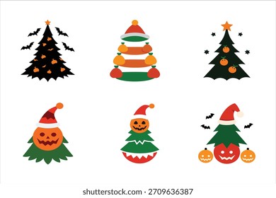 Árbol de Navidad y Halloween Mix ilustración de Arte vectorial.