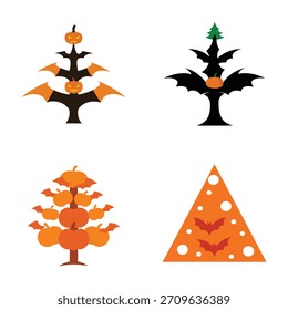 Christmas Tree and Halloween Mix Vector Art Illustration.