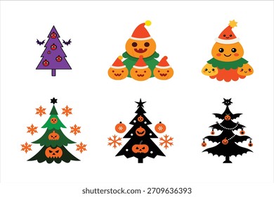 Árbol de Navidad y Halloween Mix ilustración de Arte vectorial.
