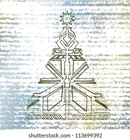 christmas tree hand draw old patern