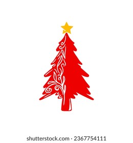 Christmas tree hand draw sign design vector