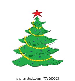 Christmas Tree Hand Drawing Illustration Stock Vector (Royalty Free ...