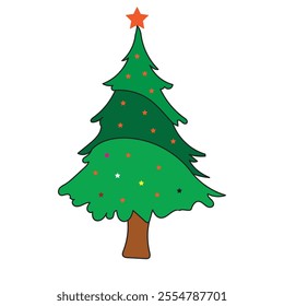 Christmas Tree Hand Drawing Vector Illustration Design 2