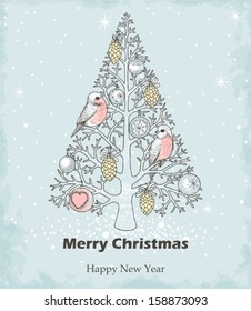 Christmas tree, hand drawn.