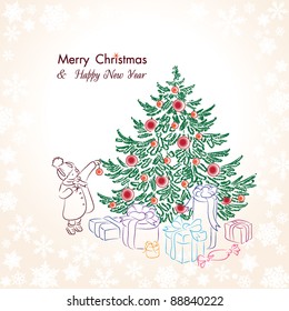Christmas tree hand drawn