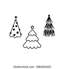Christmas tree hand drawn design swet for card greetings.