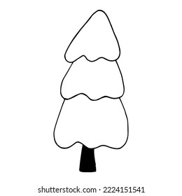 christmas tree hand drawn in doodle style. 