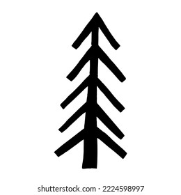 christmas tree hand drawn in doodle style. silhouette