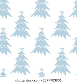 Christmas tree hand drawn doodle vector seamless pattern.