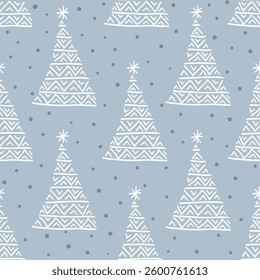 Christmas tree hand drawn doodle vector seamless pattern.