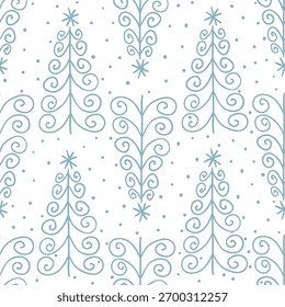 Árbol de Navidad dibujado a mano doodle Vector sin patrón.